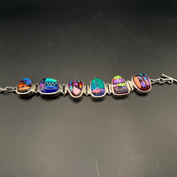 Sterling Silver Bracelet with Multicolored Stones - Picture 3 of 7